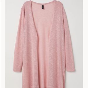 Divided by H&M long open front pink cardigan